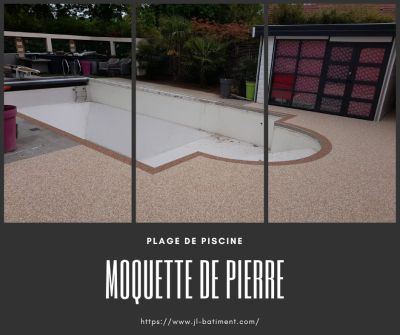 Plage de piscine en moquette de pierre