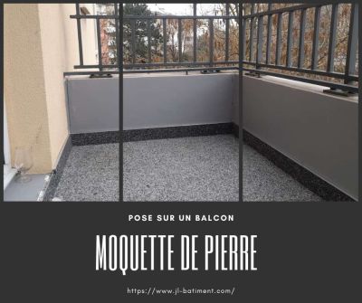 Installation moquette de pierre sur balcon