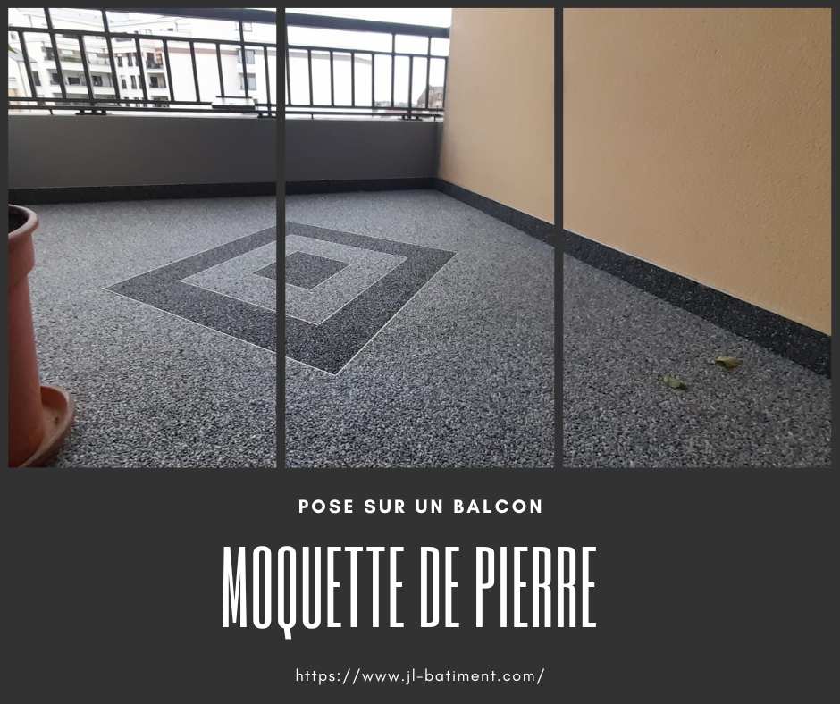 Revêtement de sol drainant Résinéo sur un balcon avec motif intégré
